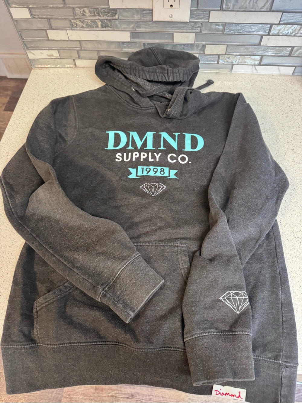 Diamond Supply Co. Charcoal Crewneck Sweatshirt with Teal Logo
